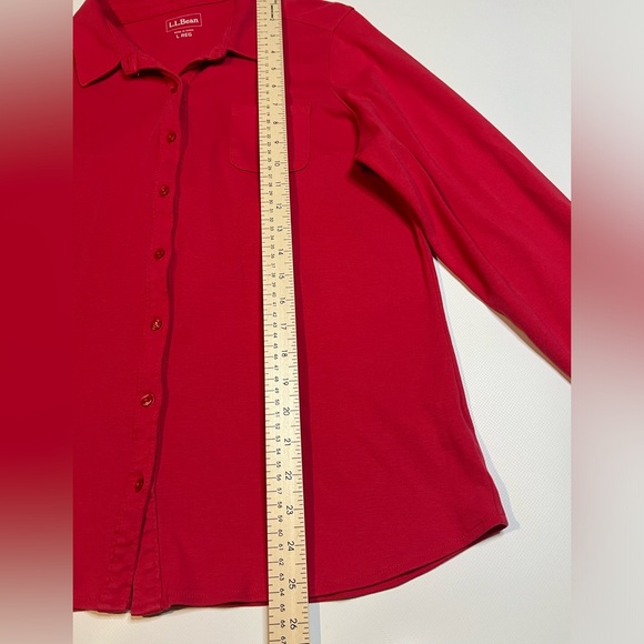 L.L. Bean Women's Vintage Cotton Collared Long Sleeve Shirt Red Button-Up Size L - Picture 4 of 8